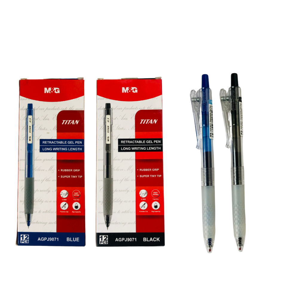 

Pulpen Gel M&G Titan Retractable Gel Pen Tip 0.5mm #AGPJ9071 Pena Fast Drying Gel Tinta Hitam Biru - SATUAN
