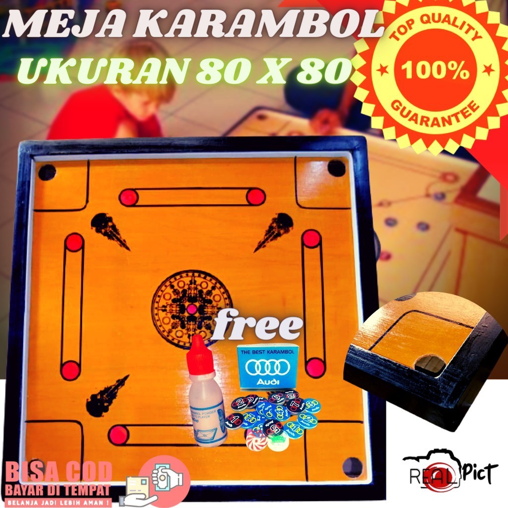 LR83ES TERBARU DAN TERMURAH MEJA KARAMBOL UKURAN 80 X 80 FREE PELICIN KARAMBOL DAN BIJI KARAMBOL