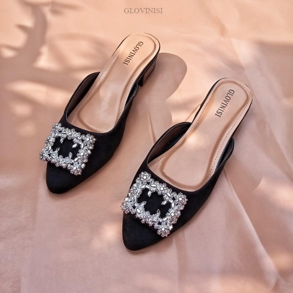 Glovinisi Savani Sepatu Pesta Wanita Heels 3 cm Sandal Hak Setengah (3-5 Cm) Karet Shoes
