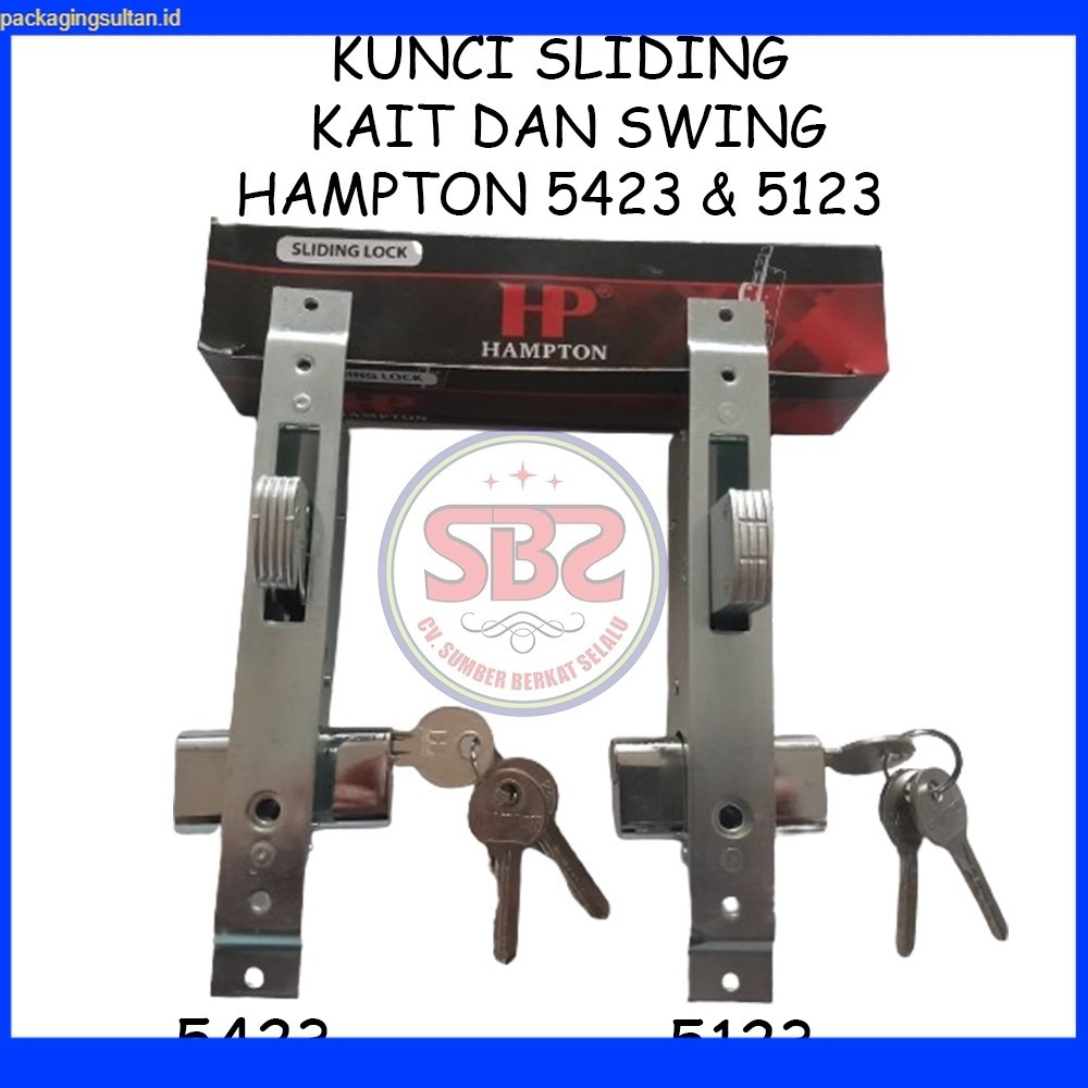 HAMPTON 5423 & 5123 Gantol Kait dan Swing Kunci HP Pintu Sliding Sleding Geser Alumunium Almunium Al