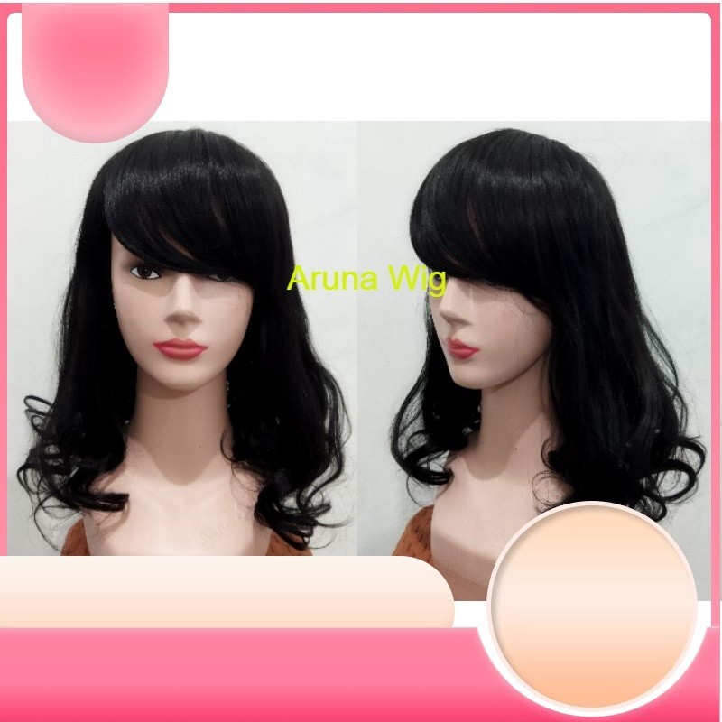 Wig Wanita / rambut palsu Curly Sebahu