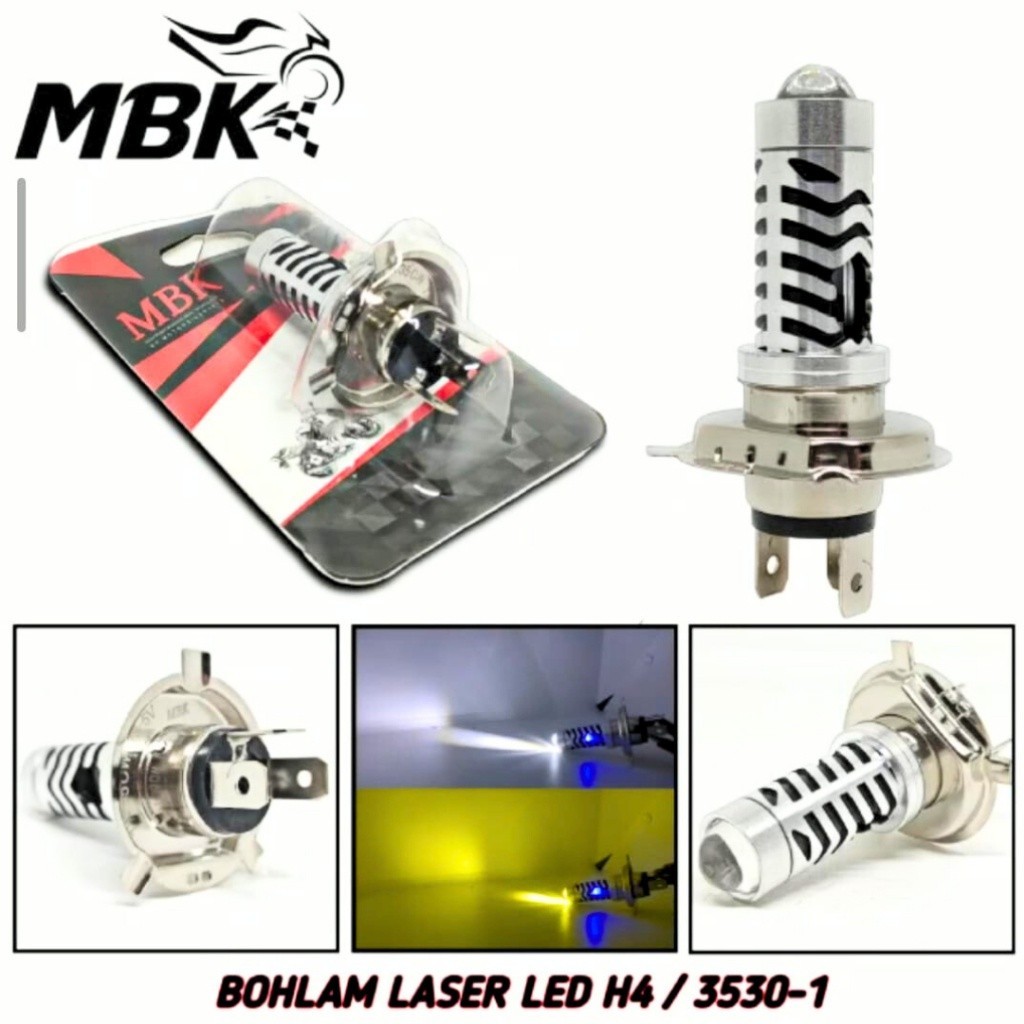 Lampu Laser LED Motor H4 Motor Laki 2 Warna Putih Kuning Lampu Senja Biru Motor Sport Super Terang U