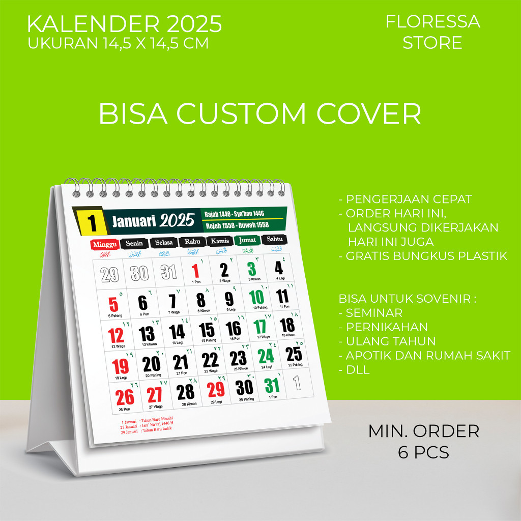 

Kalender tahun 2025 ukuran 15x15 custom