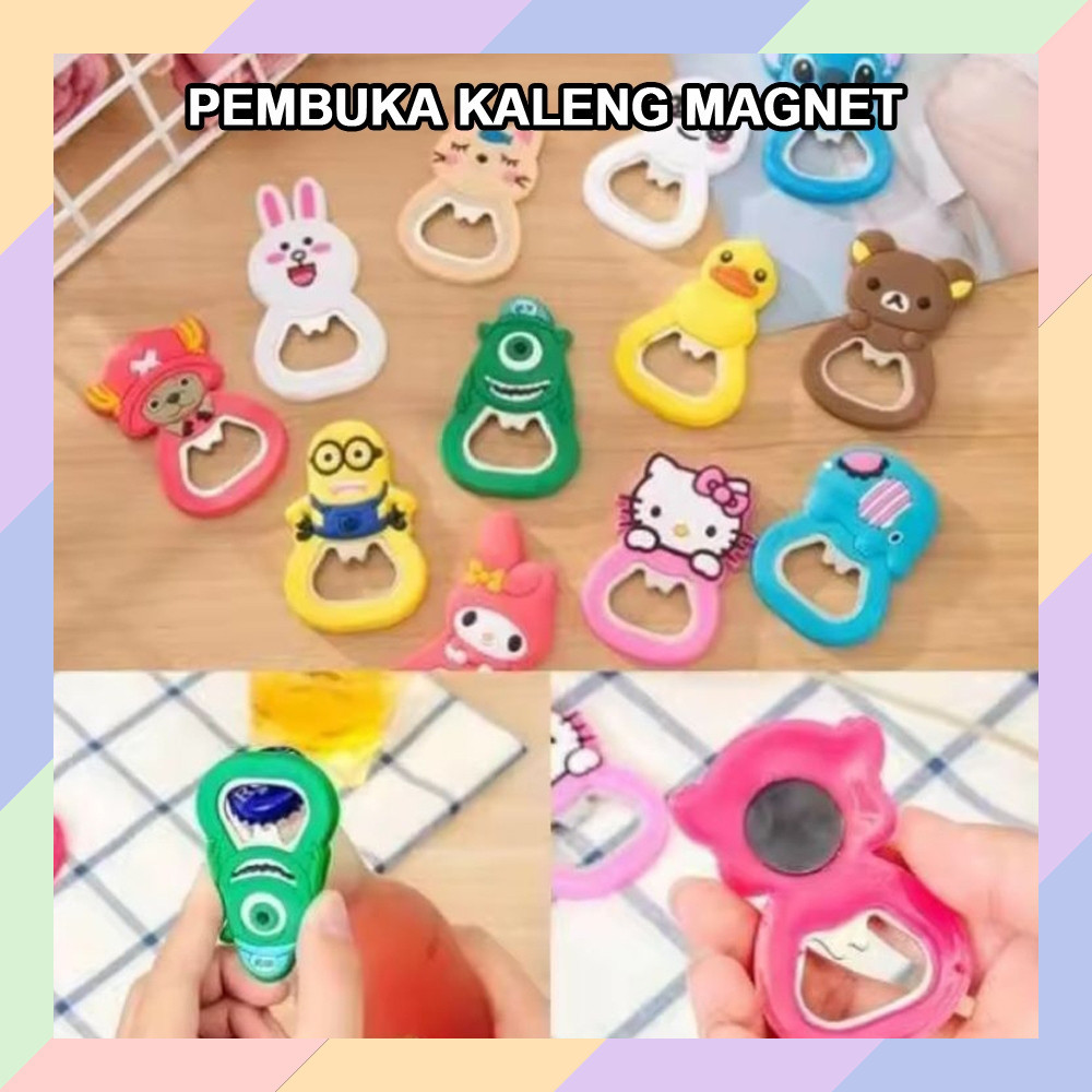 AR26 Pembuka Tutup Botol KARAKTER MAGNET Rubber Karet Tempelan Kulkas Motif Lucu Unik Cartoon 14B5