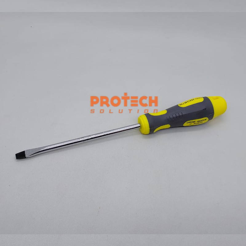 HUAYI Obeng Gagang Karet 5in x 6mm Minus Min TPR HANDLE