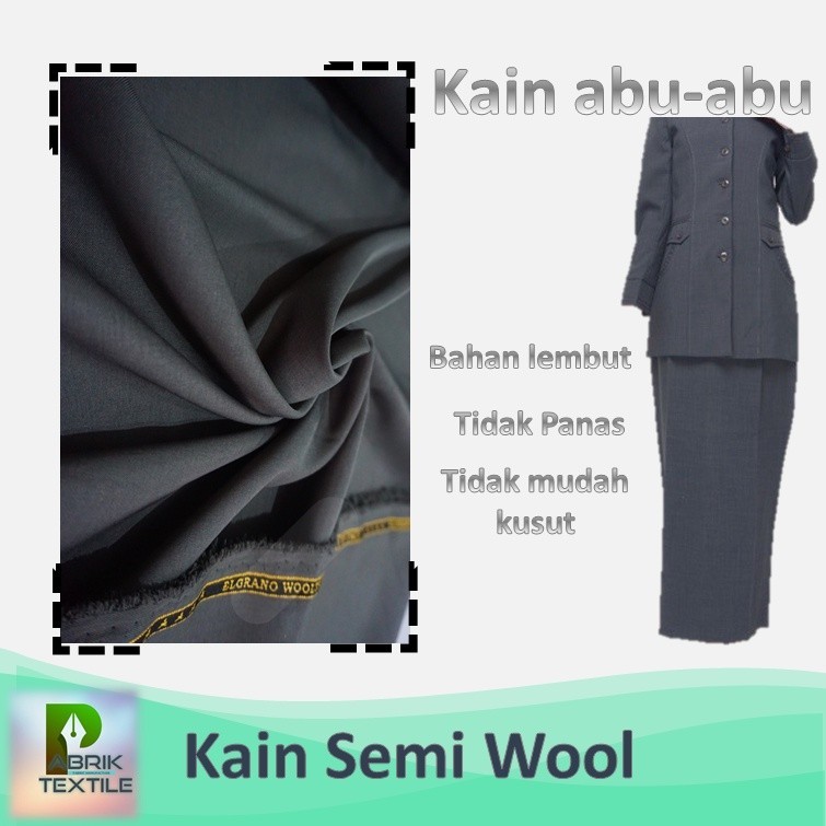 KAIN PNS PEMDA ABU-ABU SEMI WOOL BAHAN KAIN SERAGAM GURU