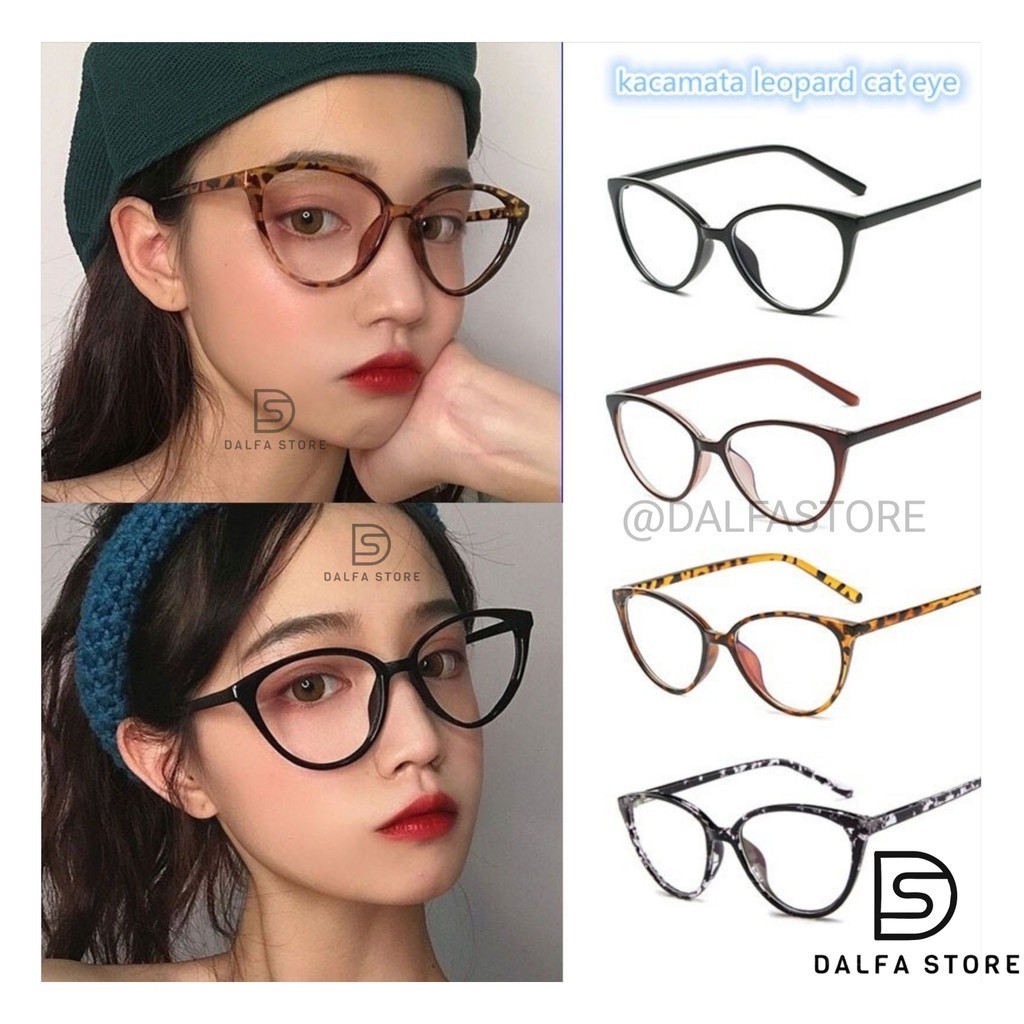COD Kacamata Frame Anti Radiasi Metal Gaya Cat Eye Horn Untuk Wanita Model Kuping Kucing Model Artis