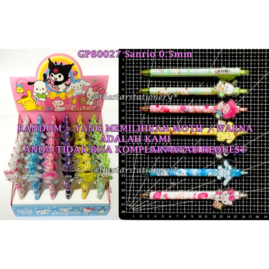 

(1 Biji) GROSIR Bolpen Sanrio Acrylic GP80027 0.5mm / Pulpen Gel Click GP80027 Sanrio / Bolpen Cetek