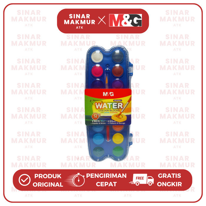 

Solid/Block Watercolor Paint/Cat Air Padat 12+2 Warna 23 mm M&G APL976L3 (Set)
