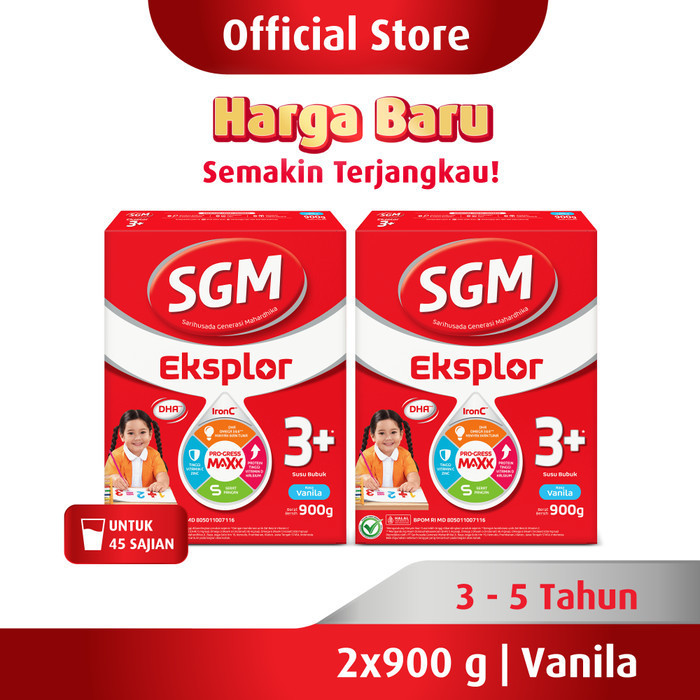 

TERJUAL SGM Eksplor 3+ dengan IronC Susu Bubuk Rasa Vanilla 900GR x 2