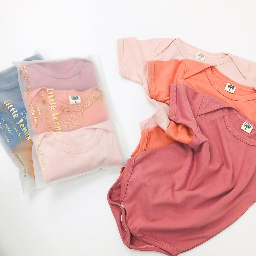 AQ81DA LITTLE JENNA - JUMPER BAJU BODYSUIT ROMPER BAYI POLOS 3IN1 (1 SET isi 3 pcs) EARTHTONE SERIES