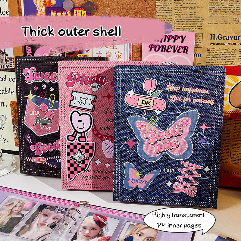 

Y2k Retro A5 Photocard Kpop Photo Card Holder Retro Kpop Loose Leaf Album Binder Collect Book Idol Photocard Album Cover 앨범