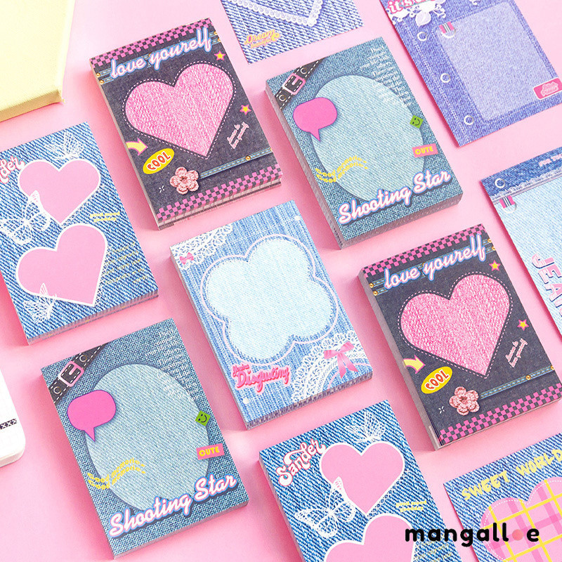 

【COD】 Buku Memo Gaya Ins Buku Catatan Gaya Denim yang Dipersonalisasi Kertas Catatan Kertas Bahan Kolase DIY MG