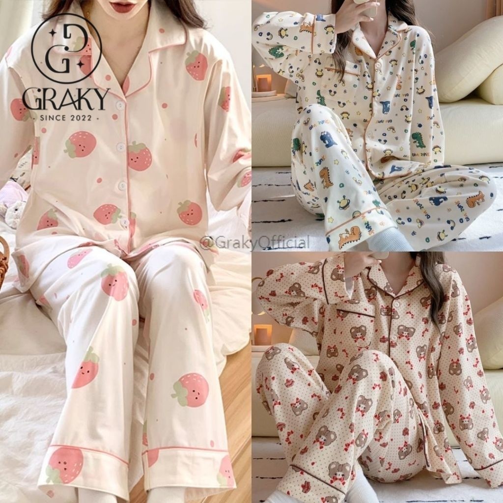 MEI MEI - PIYAMA TIDUR / PIYAMA BERKERAH / PIYAMA JUMBO / PIYAMA SET BAJU DAN CELANA / PIYAMA MOTIF 