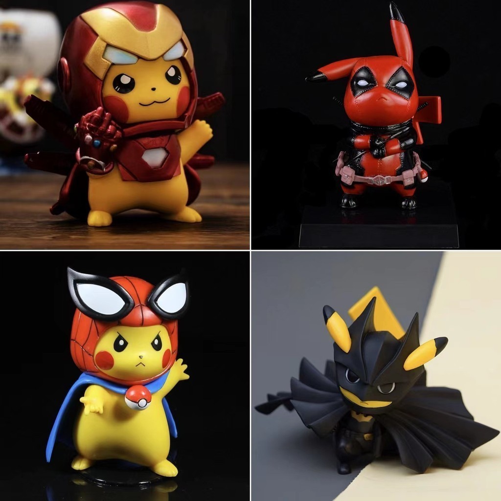 (SYQ) Pokemon Deadpool Pikachu Spider-Man cos Avengers Iron Man Marvel action figure car pendant