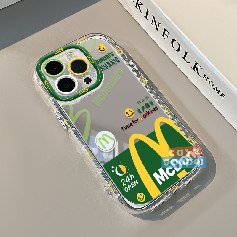 Sliver Case iPhone 13 Mirror Soft Case Logo gaya grafiti McDonald pola List Plating Full Cover Full 