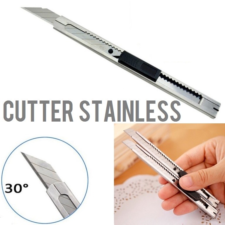 

CUTTER STAINLESS STEEL cuter pisau tajam kater stainles awet tahan lama kuat pemotong