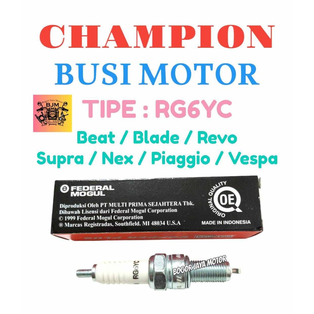 1 PCS BUSI CHAMPION RG6YC ORIGINAL BUSI MOTOR BEAT BLADE REVO SUPRA NEX PIAGGIO VESPA BUSI MOTOR MUR