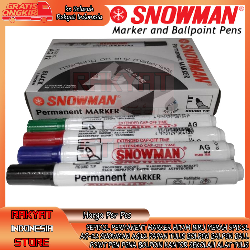 

Spidol Snowman Permanent Marker AG-12 Sepidol Hitam Biru Merah Bolpen Balpen Ball Point Pen Pena Bolpoin Kantor Sekolah Alat Balpen Lancip Luncip Ballpoint Balpoin Balpoint Bolpoin Bollpoint Black Itam Tinta Menulis Menulis Bolpain Mudah Hapus