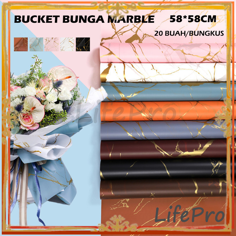 

Cellophane Wrapping Paper Marble/ Bucket Bunga Marble / Cellophane Marble Gold / Wrapping Paper Motif Marble