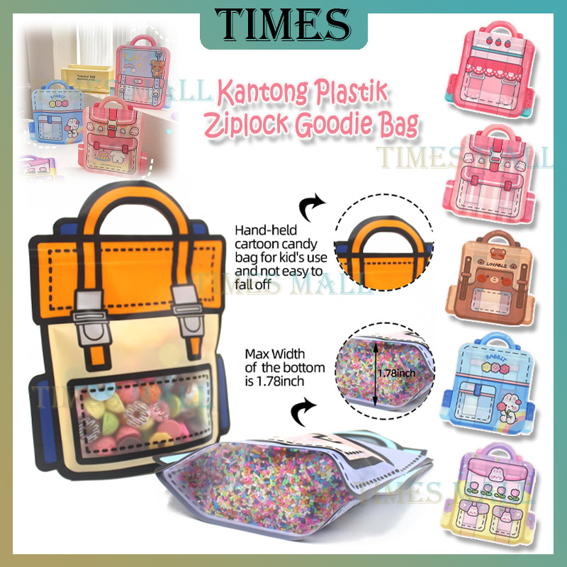 Kantong Plastik Ziplock Tas Sekolah Bingkisan Ultah /Klip Souvenir Goodie Bag Kecil Zip Lock /Kanton
