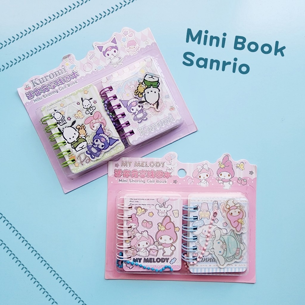 

[Hercyna]2Pcs Sanrio Mini Book Ring / My Melody Cinnamoroll Pochacoo Buku Kecil