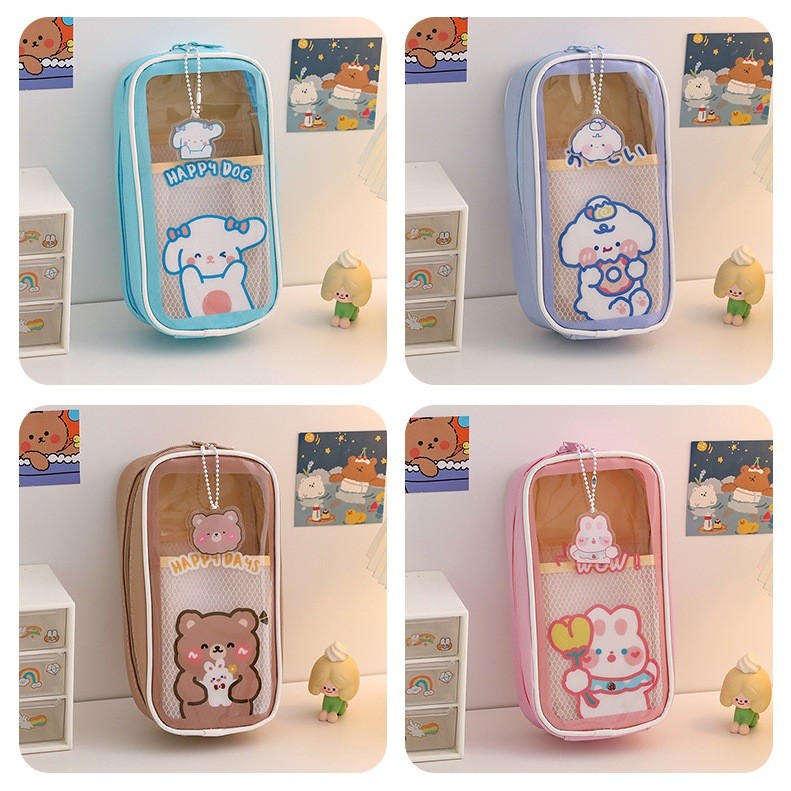 

Tempat pensil transparan dan tempat pensil untuk anak perempuan, kapasitas besar, tempat pensil anak, tempat pensil multifungsi yang lucu