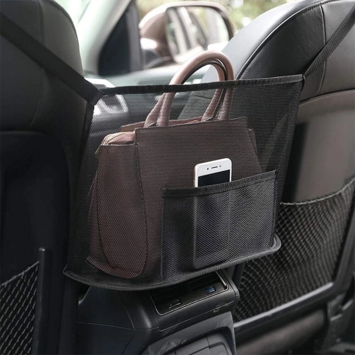 

Tas Kantung Jaring Tengah Sekat Penyimpanan Penghalang Kursi Jok Mobil