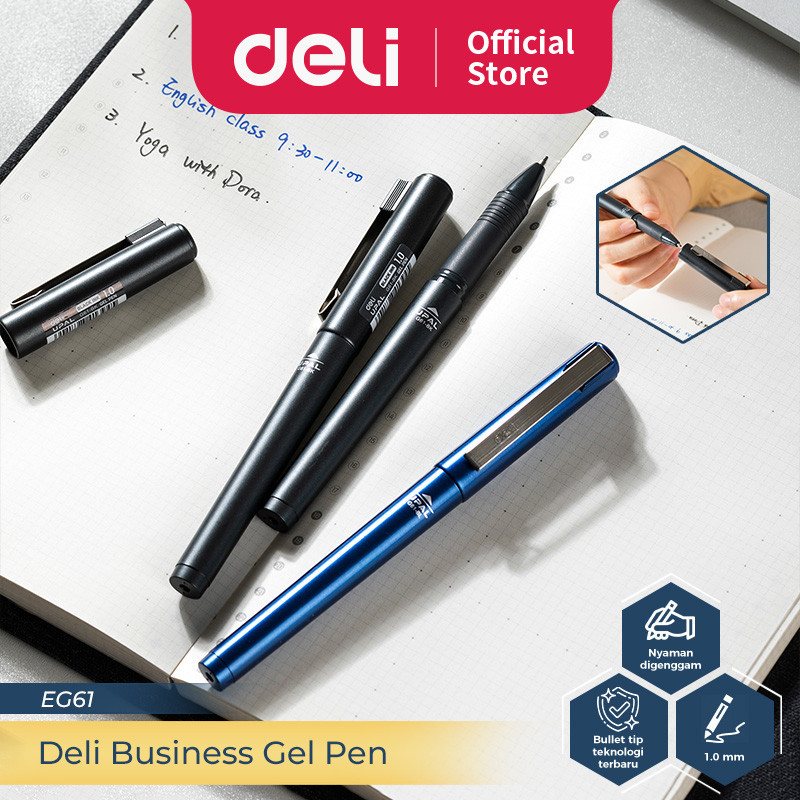 

Deli Business Gel Pen / Pulpen Gel Profesional 1.0mm Casing Metal EG61