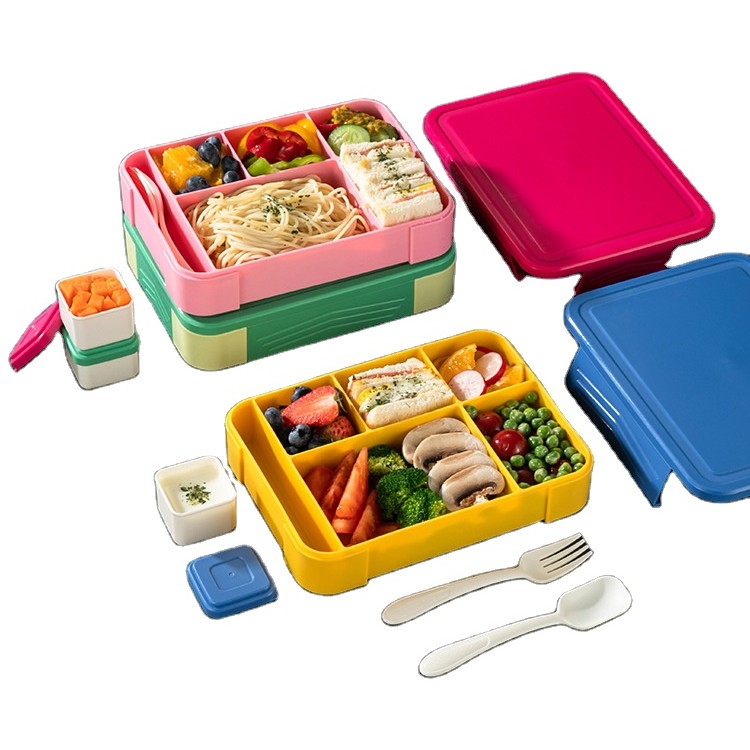 New Arrival 5 Compartments Microwave Kids Lunch Box Plastic Leakproof Children school Bento Box chil