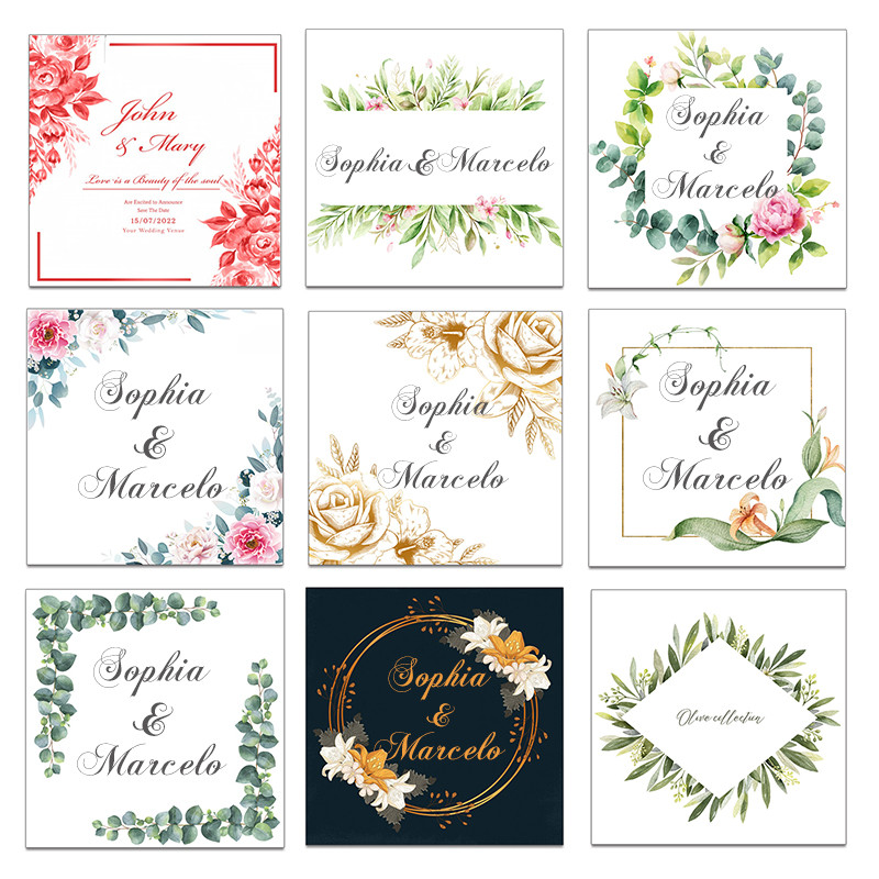 

Custom Suare Stickers Logo Name Date Wedding Birthday Party Sticker Personalize Design Label Gift Box Seal Sticker Self-adhesive