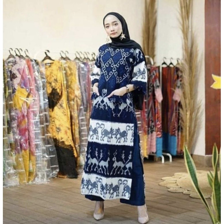 dress tenun etnik asli ayamia seragam keluarga kondangan pesta prewedding set couple baju wanita tun