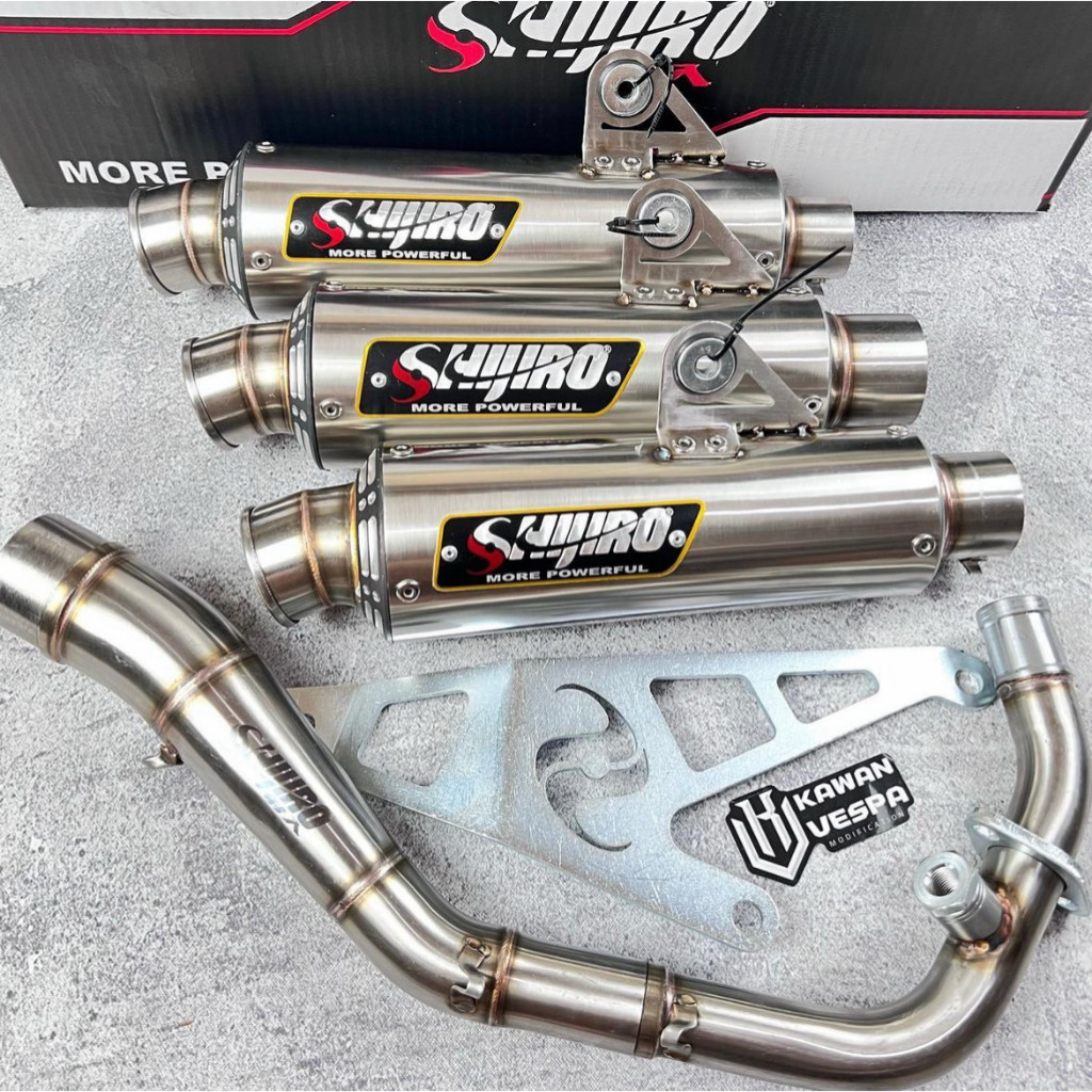 Knalpot Shijiro M3 Long inlet 38mm Vespa Sprint prima s125 LX 3v iget