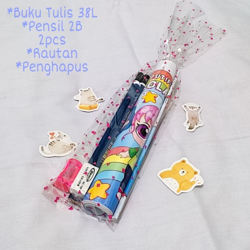 

Bingkisan Buku Tulis Hemat/Hampers Ultah/Kado Anak / Bingkisan Ulang Tahun / Alat Tulis