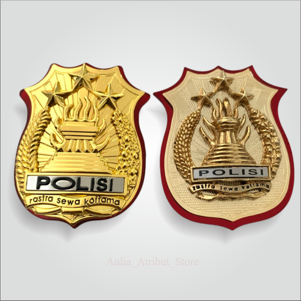 AULIA ATRIBUT POLRI / PIN POLRI / KEWENANGAN POLRI / KOPEL POLRI / ATRIBUT POLISI BAHAN LOGAM BERKUA
