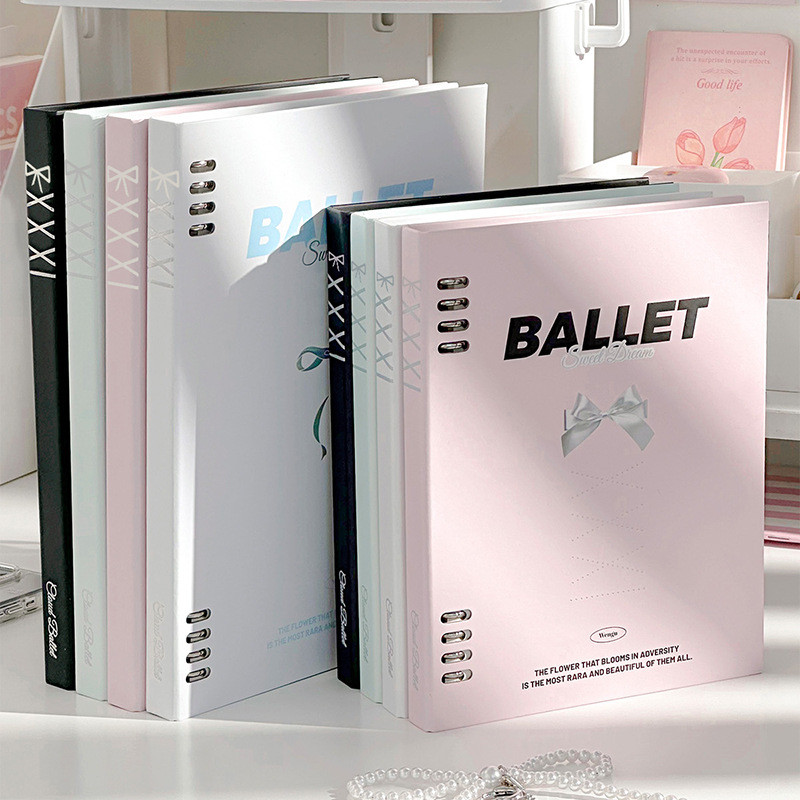 

A5 Loose-Leaf Notebook Bow Detachable Students Notebook Binder Lined Spiral Note Book Stationery Office School Supplies