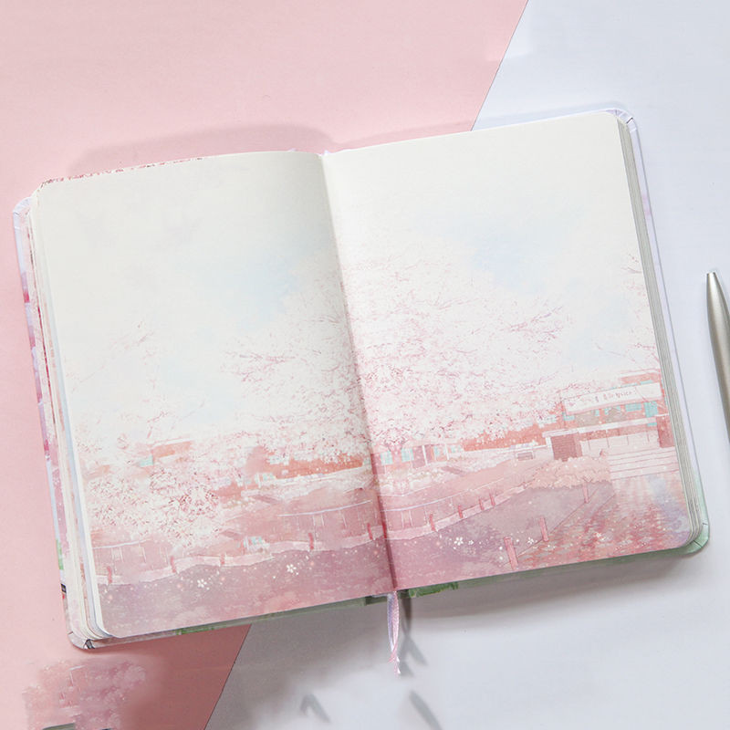 

Korean Creativity Hand Ledger Sakura Coloring Page Hand Ledger Girl Heart Cute Diary Notebook Student Stationery for Gril Gift