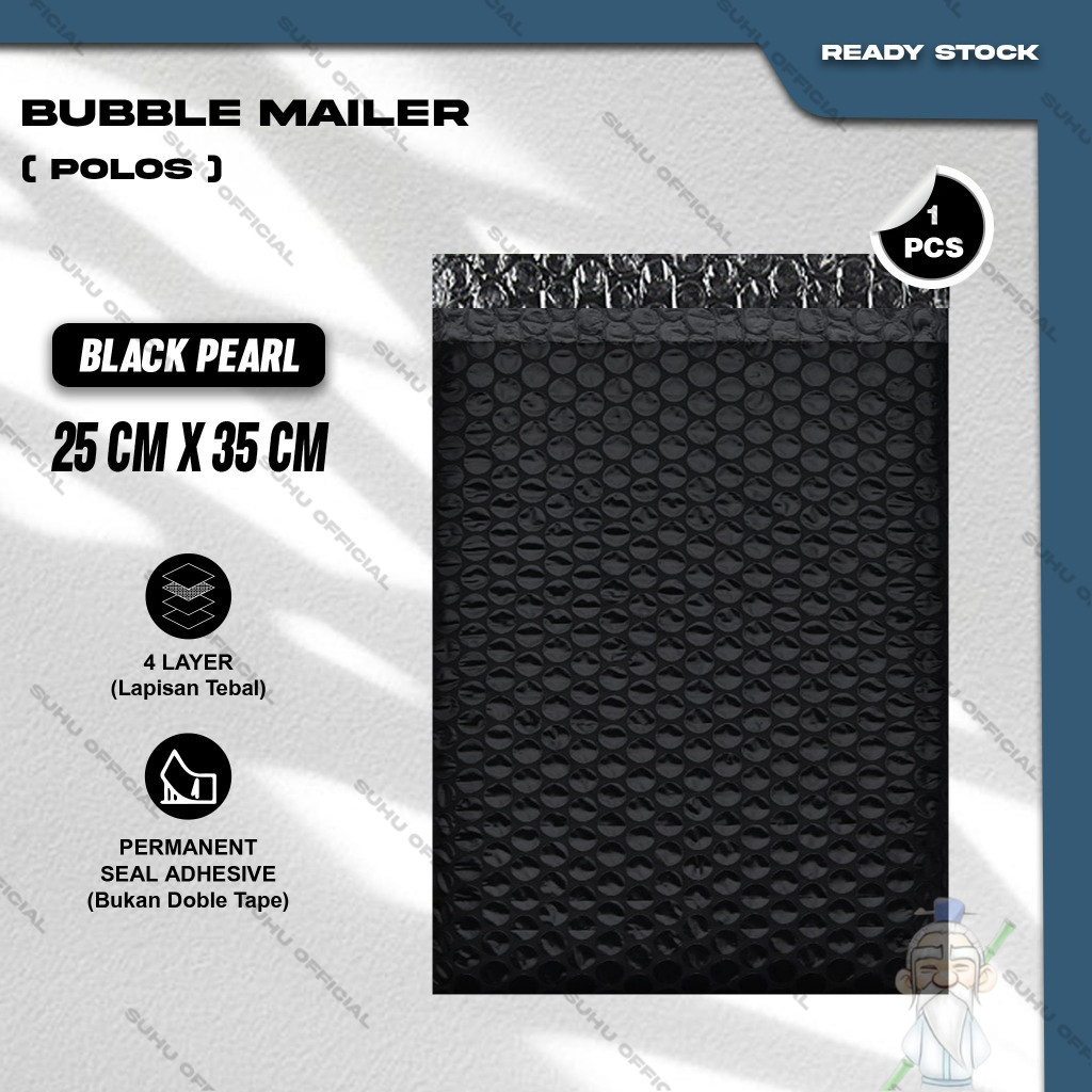 

Plastik Packing BUBBLE MAILER Hitam Kantong Polybubble Amplop Bubble Envelope Polymailer Olshop Polos Ukuran 25X35