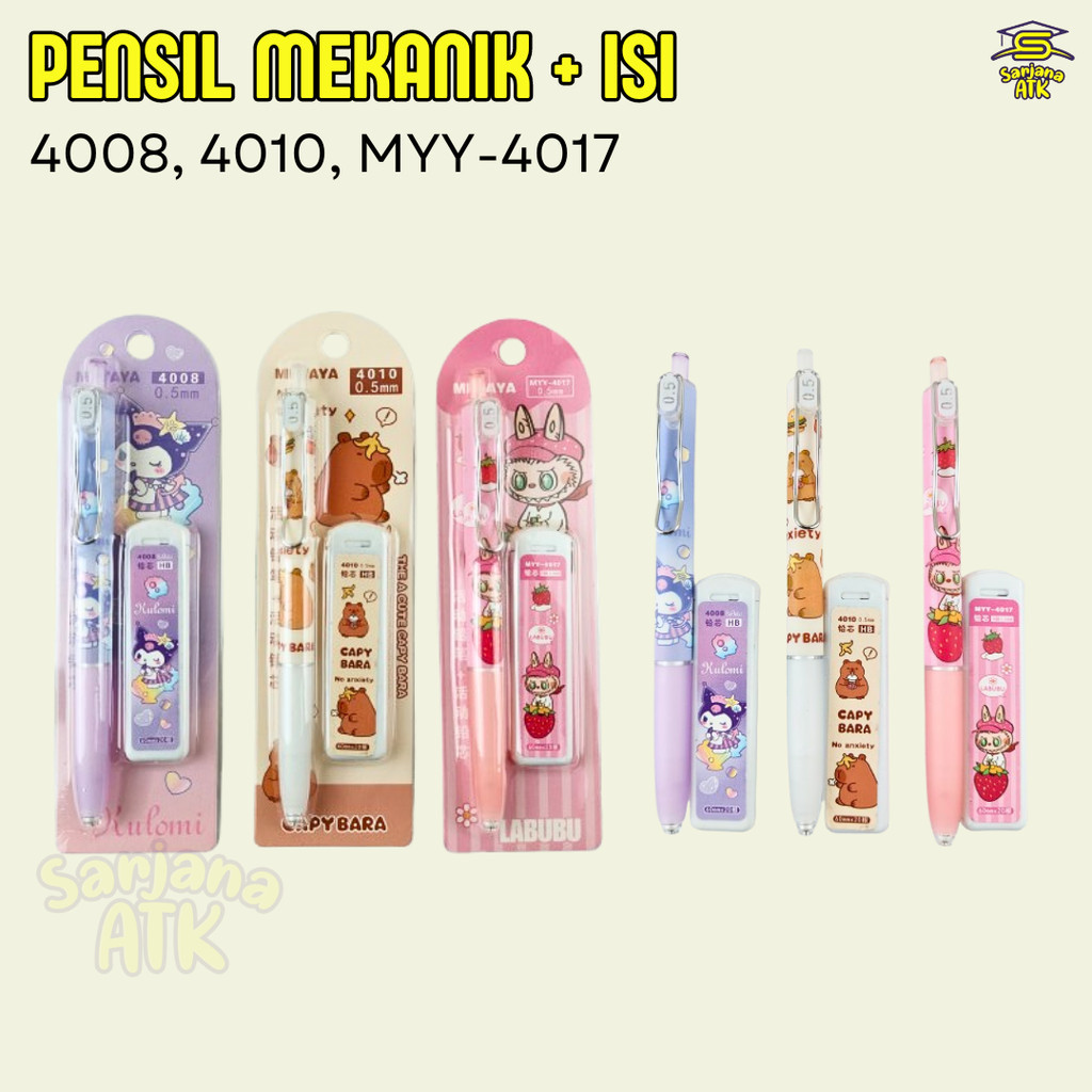 

Pencil Mechanical MI YAYA / Pensil Mekanik + Isi 0.5mm Karakter Lucu 4008, 4010, MYY-4017