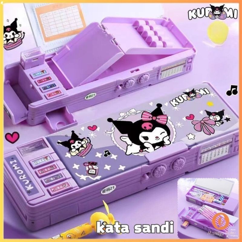 

【Penjual Lokal】Baru Kuromi Kotak Alat Tulis Multifungsi Kunci Kode Kotak Pensil Sanrio Dua Sisi Bernilai Tinggi Kapasitas Besar