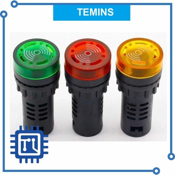 Pilot Lamp Buzzer LED 22mm 220V Pilot Lamp Dengan Buzzer Suara - Merah