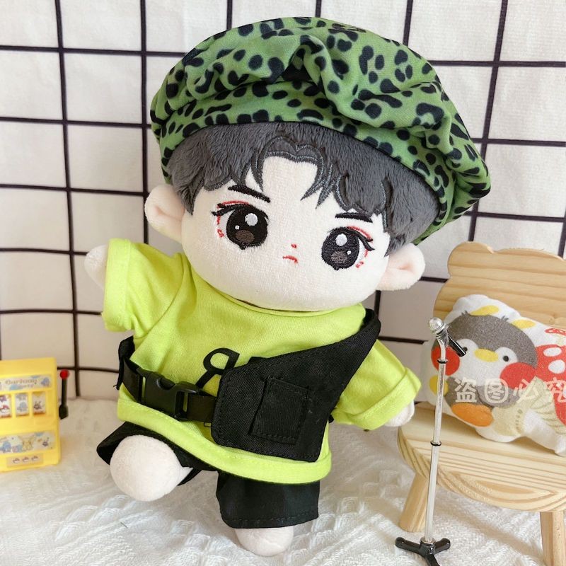 Kpop 20CM Idol Doll Clothes Green T-Shirt Camouflage Hat Dolls Accessories TNT Taehyung JIMIN SUGA C