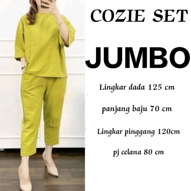 Cozie Linen Set Jumbo | One Set Linen Kekinian Premium Wanita