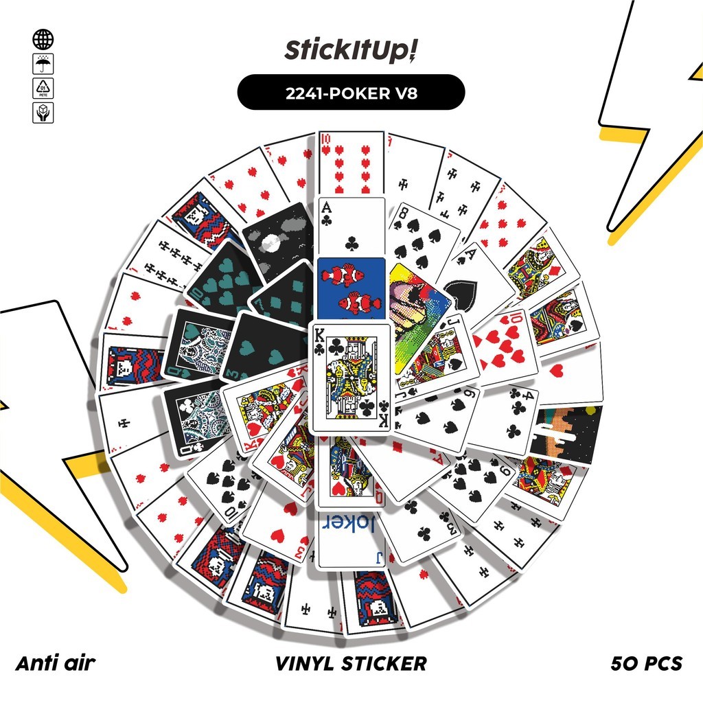 

COD✨ 50 Pcs Stiker POKER V8 Lucu Anti Air Untuk Dekorasi Notebook Sepeda Skateboard Handphone DIY