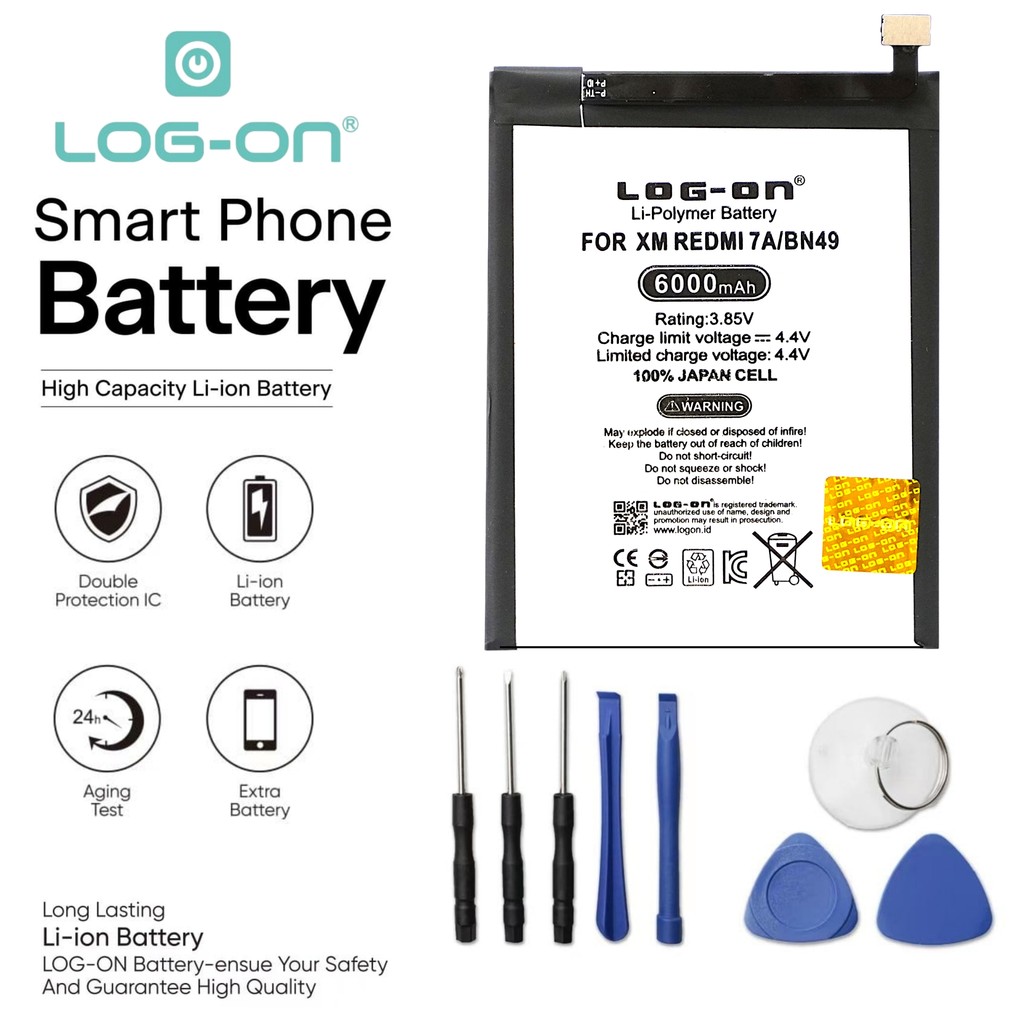 LOG ON BATERAI XIAOMI REDMI 7A BN49 BATRE DOUBLE POWER DOUBLE IC BATTERY