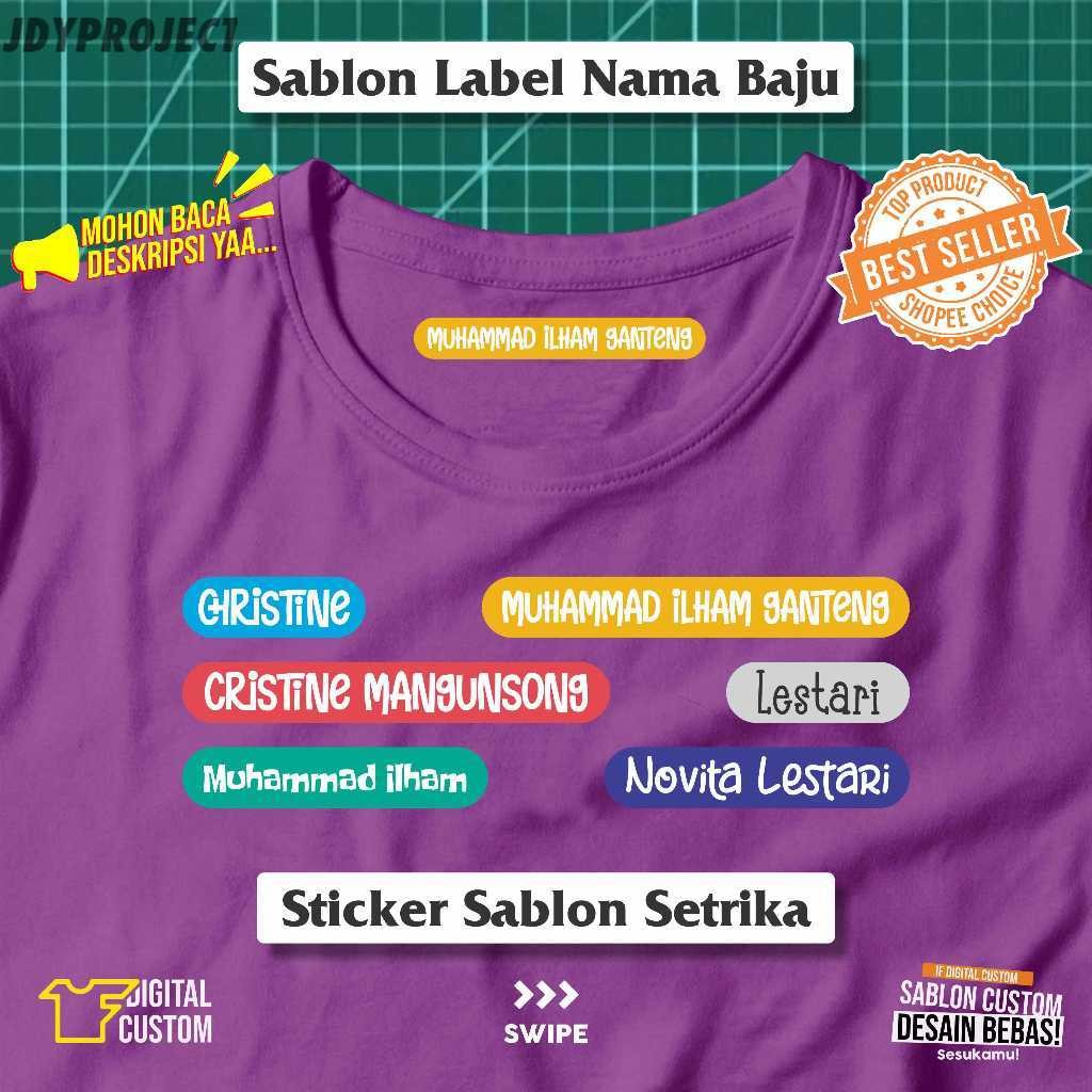 

Stiker Kain Label Nama Baju Anak Sekolah Pesantren Asrama Sticker Sablon Setrika DTF IF Digital Custom Siap Press Part 2