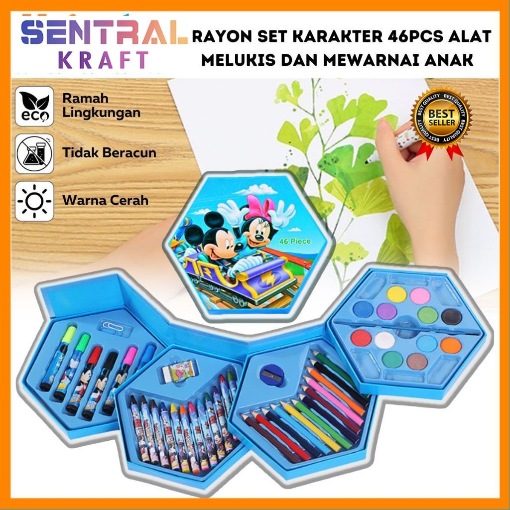 

Crayon Set Karakter 46 Pcs - Peralatan Menggambar Mewarnai Isi 46pcs Krayon Pencil Warna Cat Air Spidol Box Kartun Lucu Paket Kit Supplies Painting Set Alat Tulis Seni Lukis Perlengkapan Sekolah Edukasi Anak Bermain Belajar Hadiah Kado Ulang Tahun SD PAUD