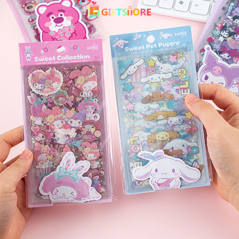 

✨COD 10PCSStiker Tahan Air Sanri Lucu Stiker Hias Kartun Lucu Kartun Album Stiker Dekorasi Kartu Kecil-GS