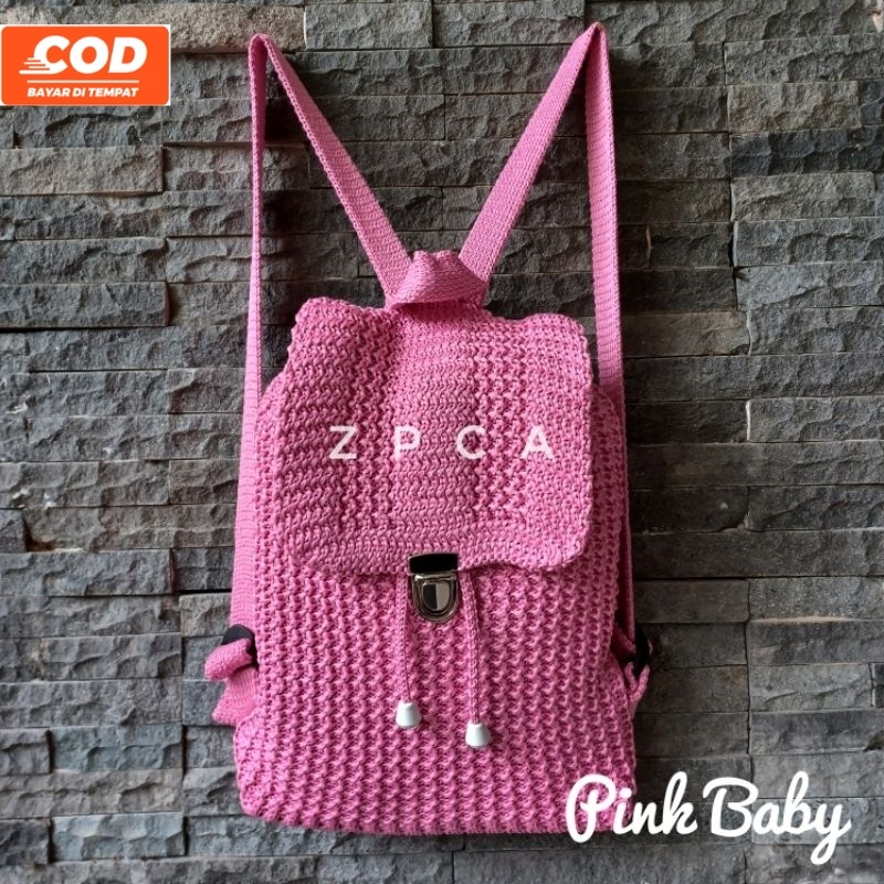 Tas Ransel Rajut Wanita Tas Gendong Kekinian