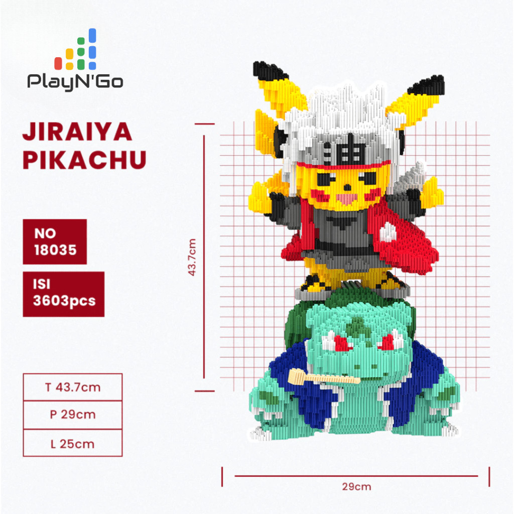 Original Nano Blocks Pikachu Pokemon 3D, Bricks Pikachu Jiraiya Naruto Blok Susun, Bricks DIY Pikach